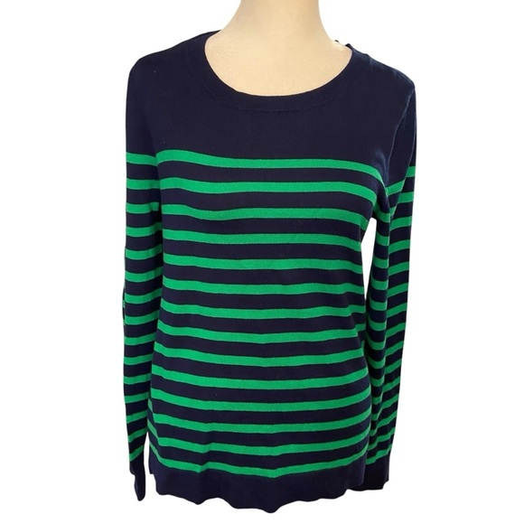 J. Crew Women’s Teddie Sweater Size S Navy Green Stripes Long Sleeve Lightweight - Picture 8 of 8